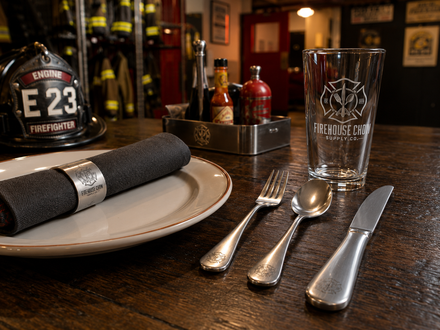 Firefighters at the station table